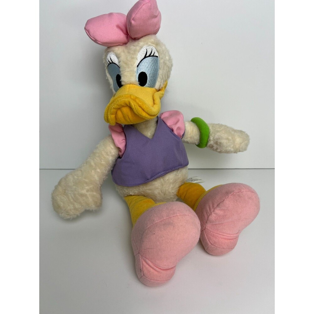 Vintage Disney Daisy Duck Plush Stuffed Animal Toy 14" Purple Dress Bow